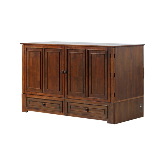 Mega Solutions Paradiseo Murphy Cabinet Chest Bed with Charging Station 6 Inch, Queen (Tobacco)