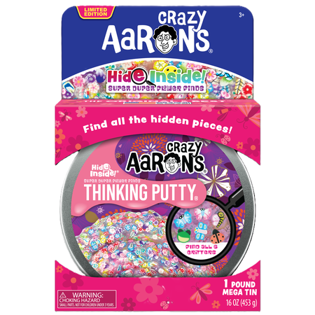 Crazy Aaron’s Super Duper Flower Finds MEGA Thinking Putty, Clear, Ages 3 and Up
