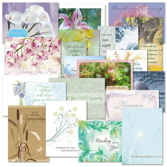 Current Sympathy Greeting Card Value Pack - Set of 40, 5" x 7" Condolence Cards
