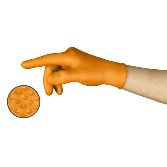 Mega Texture Disposable Gloves, Orange - Extra Large