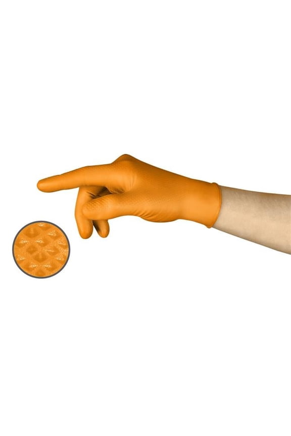Mega Texture Disposable Gloves, Orange - Extra Large
