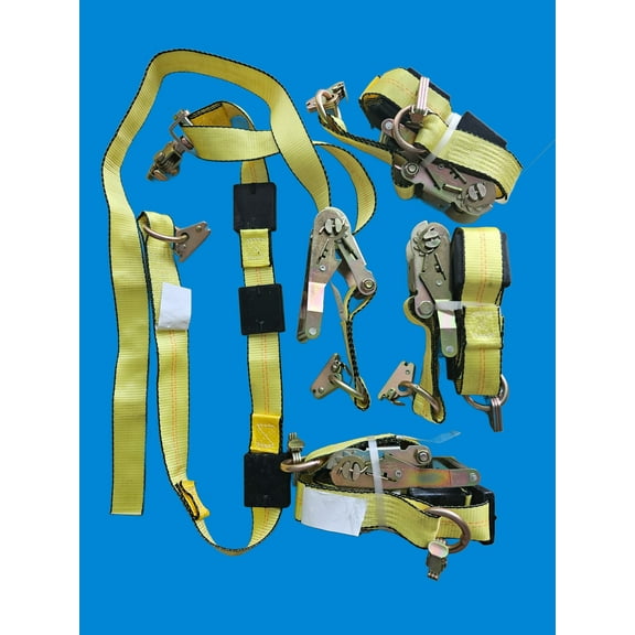 Mega Tie 4 Pack 2" x 10' E Track Tire Straps - Over The Wheel Tire Car Hauler Ratchet Wheel Straps with E-Track Fittings 3 Rubber Blocks - Car Trailer Tie Down Vehicle Auto, ATV, UTV