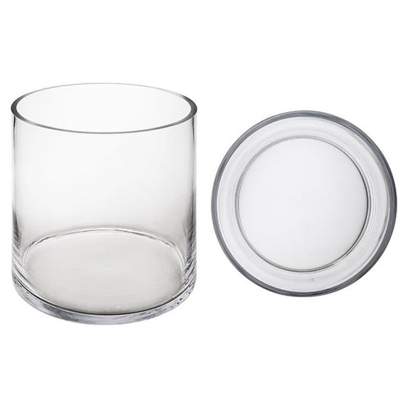 Mega Vases - 8" x 8" Cylinder Glass Vase - Set of 1, Clear