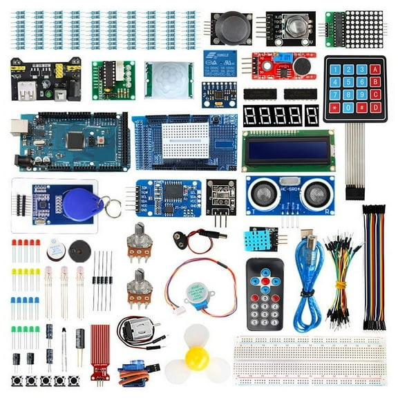 Mega2560 Project Starter Kit with Tutorial Compatible with Arduino IDE C C++,Circuit Board Electronics Kit 40-in-1, Programmable Engineering Coding Education STEAM