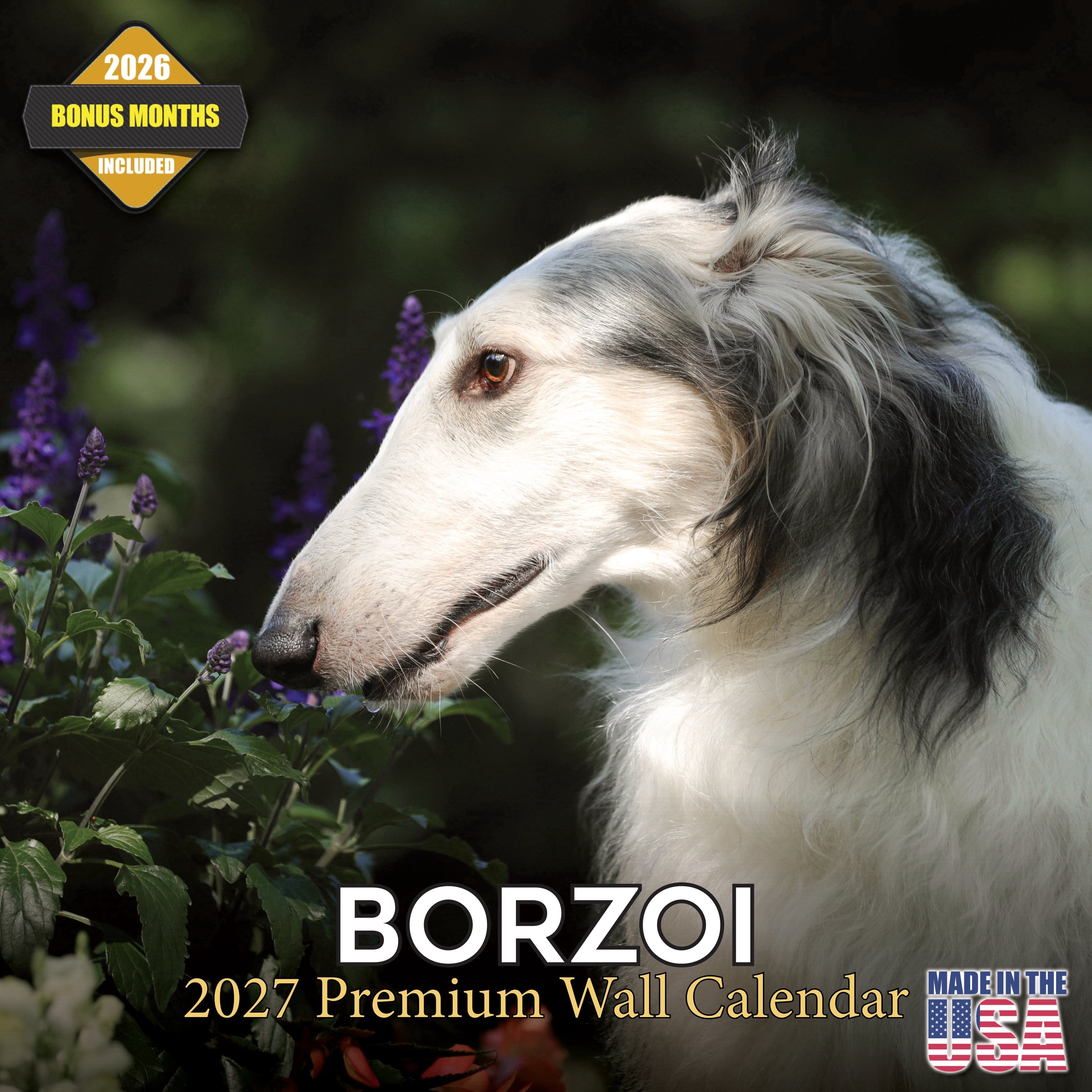 Snacking 2027 MegaCalendars 2026-2027 Borzoi Wall Calendar, 12x12 Bonus Month Monthly ...