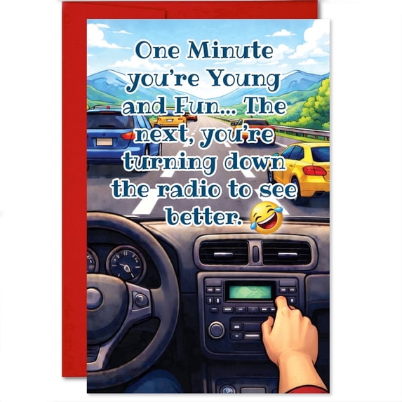 MegaCalendars Funny Birthday Greeting Card, "Young and Fun" Humorous Message, 5.3 x 8 Inch, Made in USA