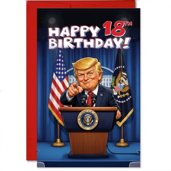 MegaCalendars HUUUGE Trump 18th Birthday Card, Funny Parody 5.3x8 w/Envelope