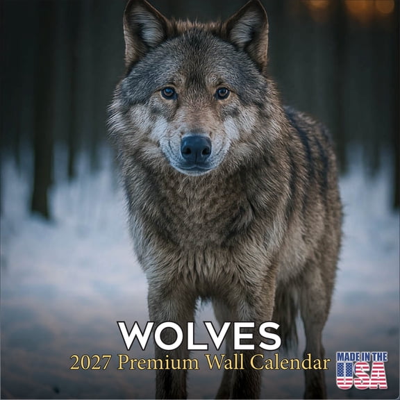 MegaCalendars 2026-2027 Wolves Wall Calendar, 12x12 Bonus Month Wilderness Legend Edition, Made in USA
