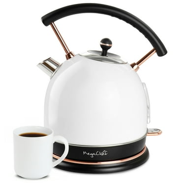 MegaChef 1.8 Liter Half Circle Electric Tea Kettle in White