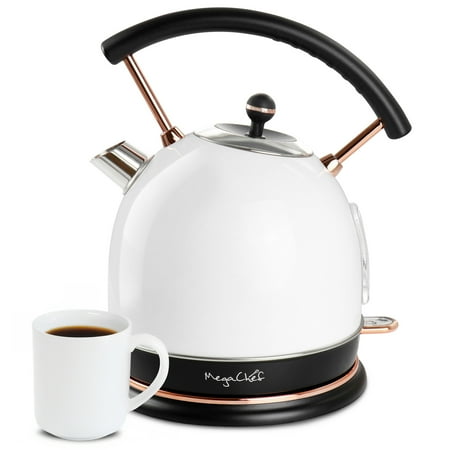 MegaChef 1.8 Liter Half Circle Electric Tea Kettle in White