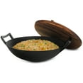 thumbnail image 1 of MegaChef 14 Inch Heavy Duty Cast Iron Wok with Wood Lid, 1 of 8