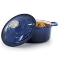 thumbnail image 1 of MegaChef 2.7 Quart Round Enameled Cast Iron Casserole in Gradient Dark Blue, 1 of 7