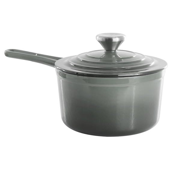 MegaChef 2 Quart Enameled Cast Iron Sauce Pan in Gradient Gray