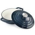 thumbnail image 1 of MegaChef 2 Quart Round Enameled Cast Iron Braiser Pan in Dark Blue, 1 of 6