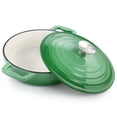 thumbnail image 1 of MegaChef 2 Quart Round Enameled Cast Iron Braiser Pan in Green, 1 of 6
