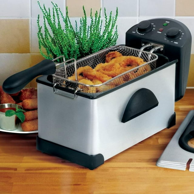 MegaChef 3.17 Quart Stainless Steel Electric Deep Fryer with Timer