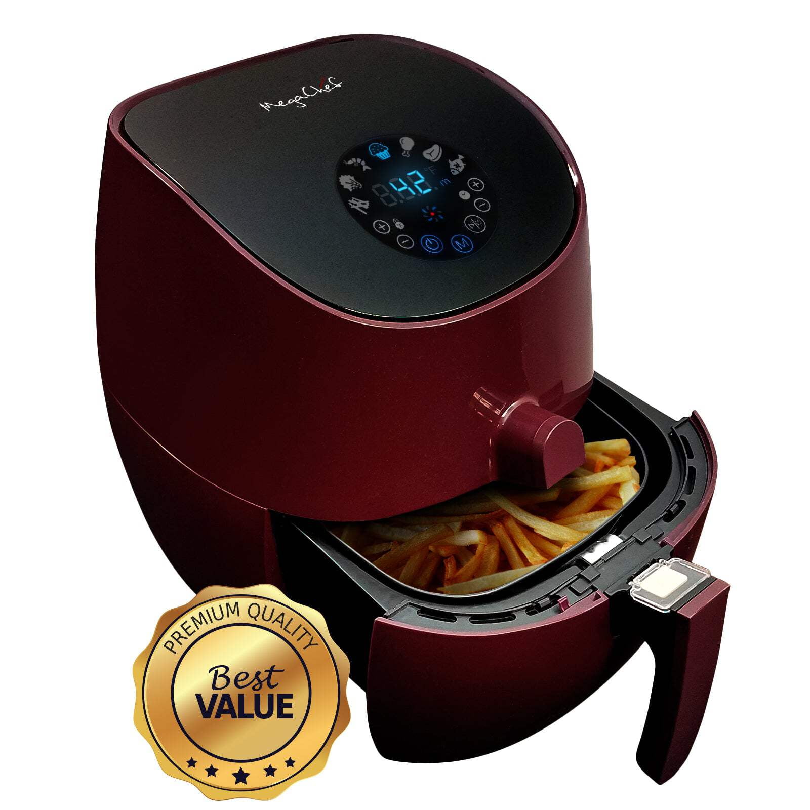 Burgundy Electric 3.5 Quart Air Fryer and Multi-Cooker
