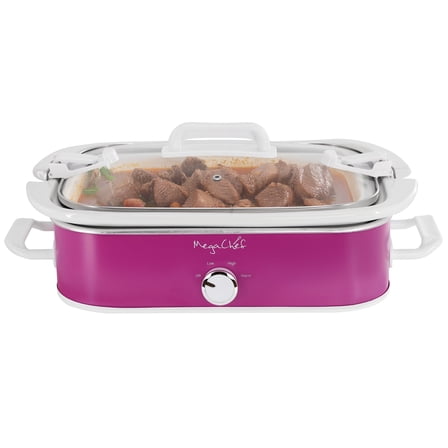 MegaChef 3.5 Quart Casserole Slow Cooker with 3 Temperature Settings (Purple)