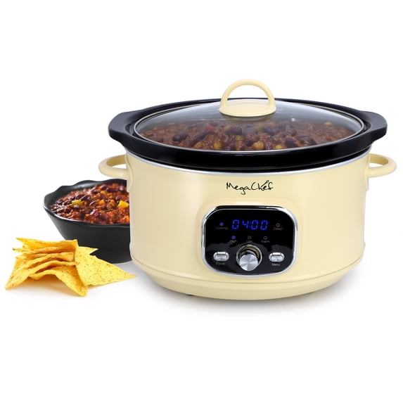 MegaChef 3.5 Quart Electric Slow Cooker in Ivory