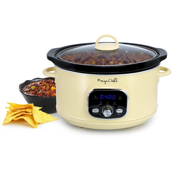 MegaChef 3.5 Quart Electric Slow Cooker in Ivory