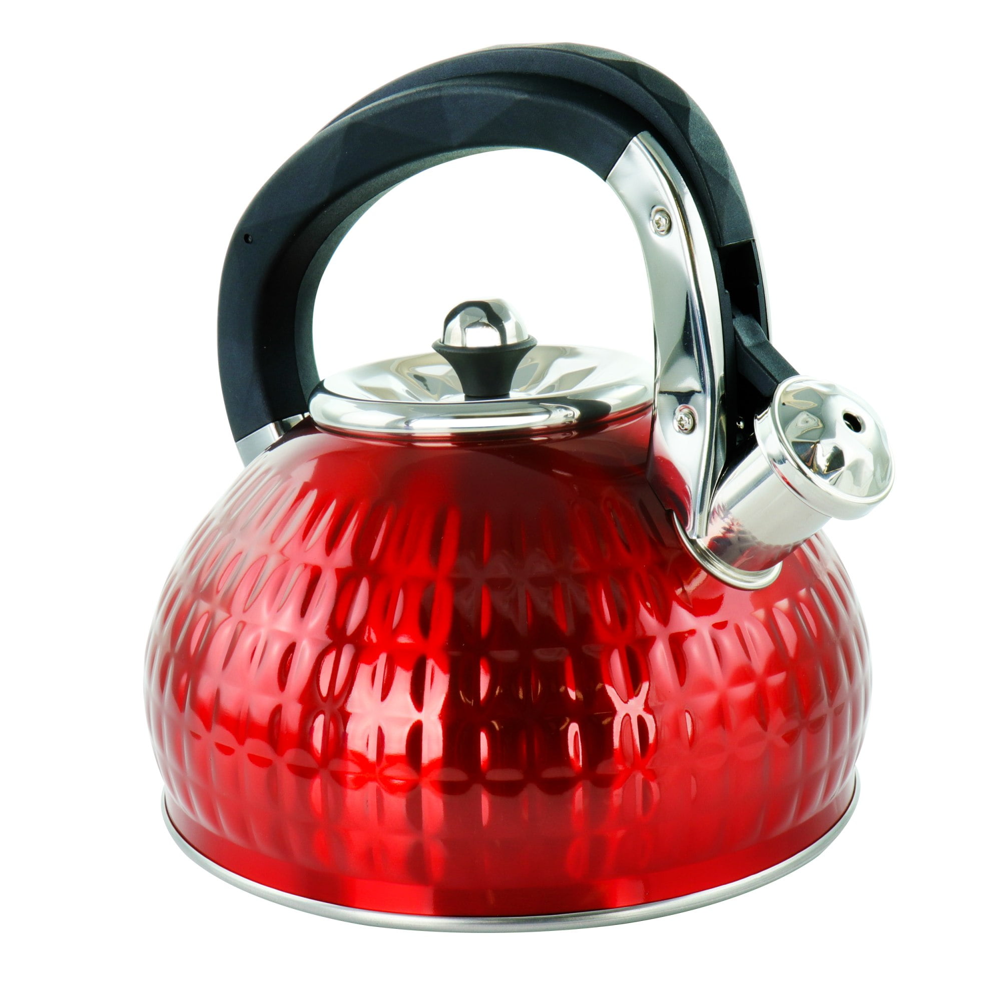 MegaChef 3 Liter Stovetop Whistling Kettle in Red