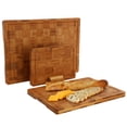 thumbnail image 1 of MegaChef 3 Piece Bamboo Checkered Pattern Cutting Board Set with Storage Holder, 1 of 9