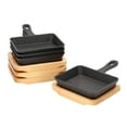 thumbnail image 1 of MegaChef 4 Piece Mini Cast Iron Square Pan with Wood Tray, 1 of 7