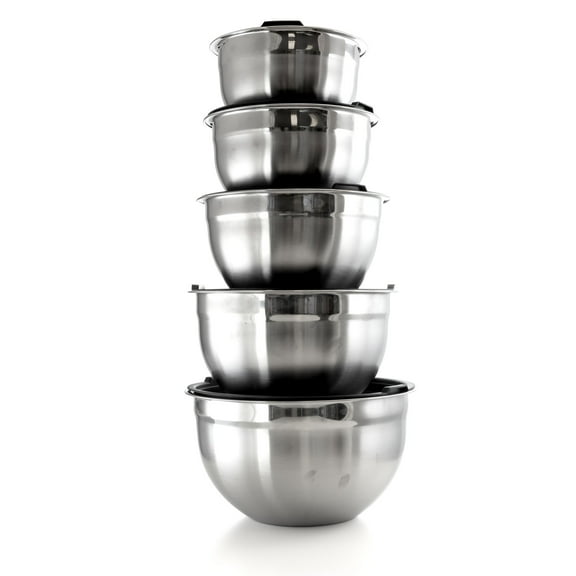 MegaChef 5 Piece Multipurpose Non Slip Stackable Mixing Bowl Set with Lids