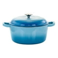 thumbnail image 1 of MegaChef 5 Quarts Round Enameled Cast Iron Casserole with Lid in Blue, 1 of 7