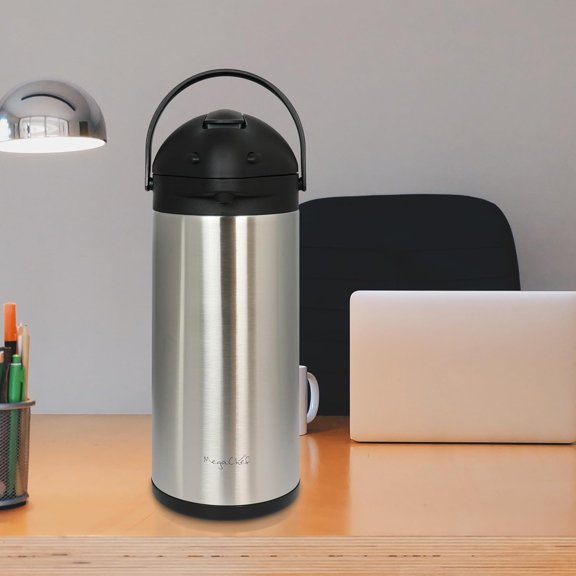 MegaChef 5 Quarts Stainless Steel Vacuum Body Pump Cap Air Pot for Coffee Brewing