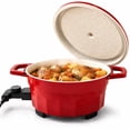 thumbnail image 1 of PRTYY Cauldron Dutch Oven, Vintage Enamel Electric Slow Cooker, 1400W Adjustable Temperature, Large-Capacity All-in-One Pot for Stewing, Frying , Red, 1 of 14