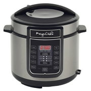 طباخ الضغط الكهربائي MegaChef 6 Quart مع 14 ميزات متعددة الوظائف مسبقًا ووعاء من الفولاذ المقاوم للصدأ