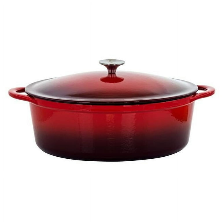 ディープハウス、ソウル大名盤カバー！Paris Green - Oh Yes MegaChef 7 Quarts Oval Enameled Cast Iron Casserole in Red