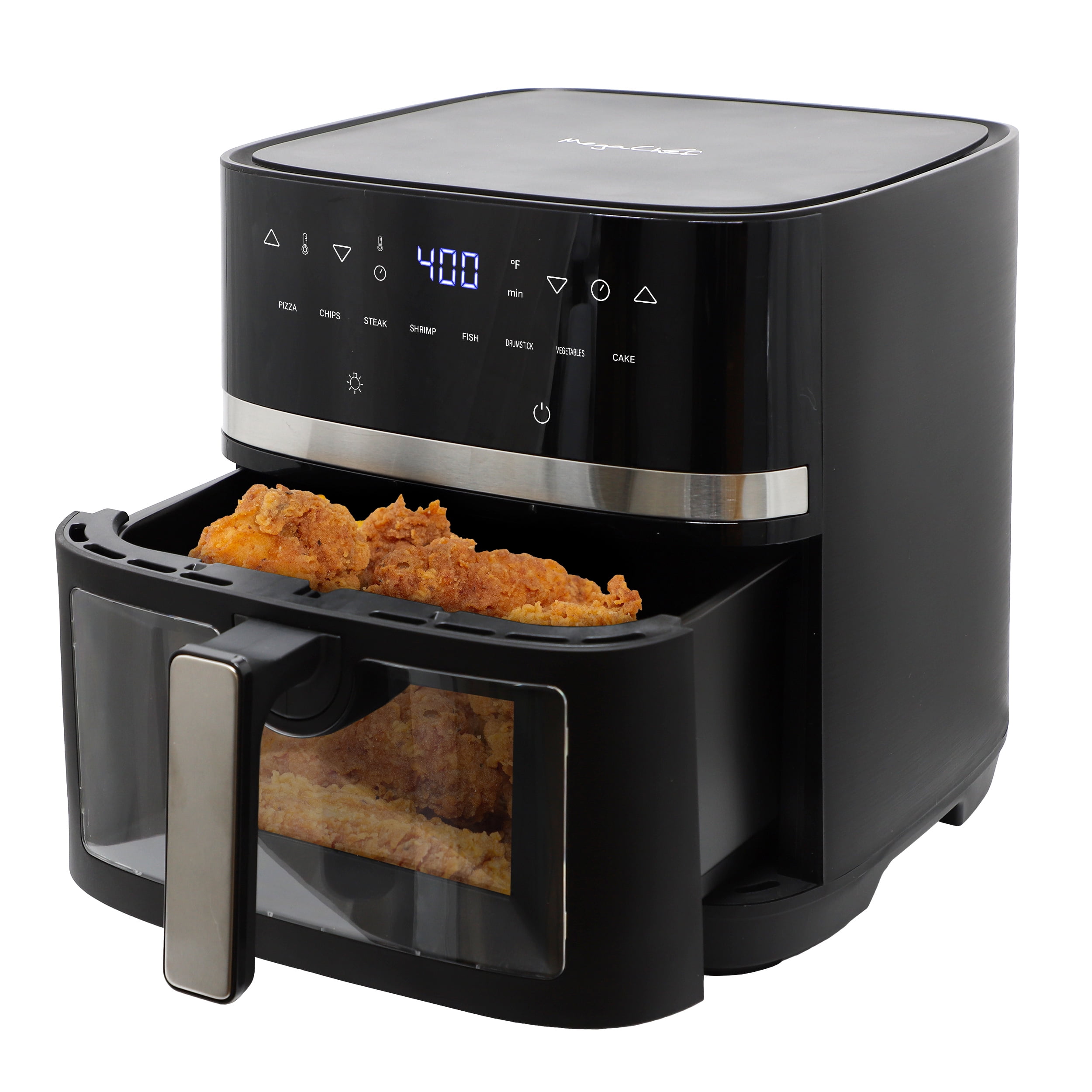 MegaChef 8 Quart Digital Electric Air Fryer with Transparent Window in Black