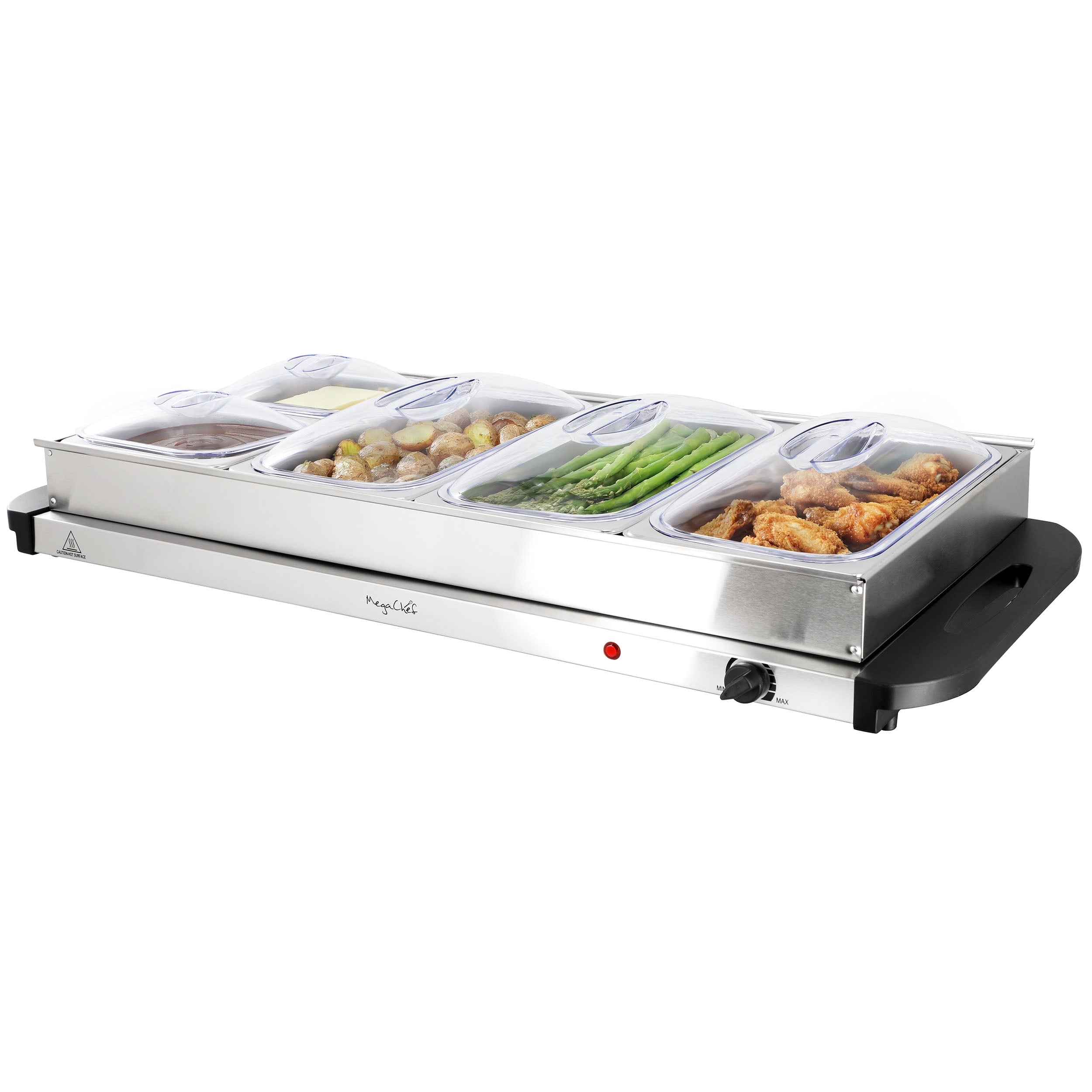 MegaChef Buffet Server & Food Warmer With 5 Removable Sectional Trays, Heated Warming Tray and Removable Tray Frame