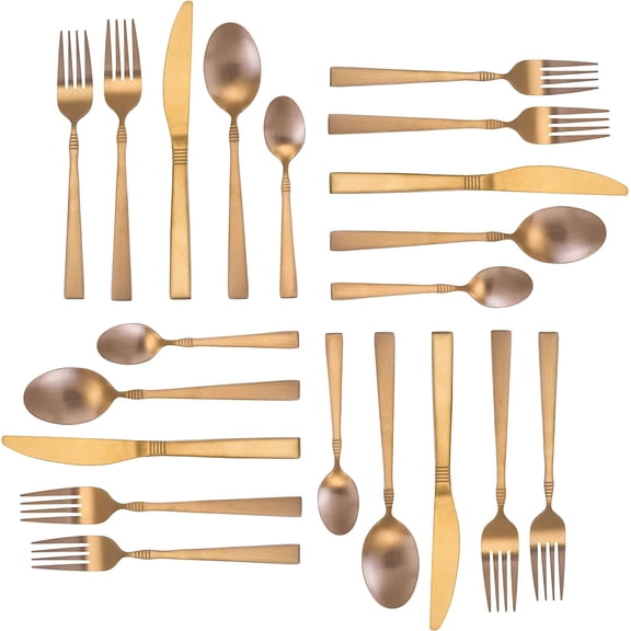 MegaChef Cravat 20 Piece Flatware Utensil Set, Stainless Steel Silverware Metal Service for 4 in Silver