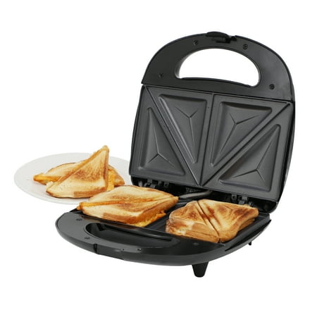 MegaChef Electric Compact Aluminum Nonstick Sandwich Maker in Black