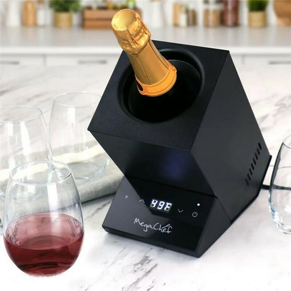 MegaChef Electric Wine Chiller with Digital Display, Black