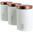 thumbnail image 1 of MegaChef Essential 3-Piece Kitchen Storage Canister Set, Matte White/Copper, 1 of 7