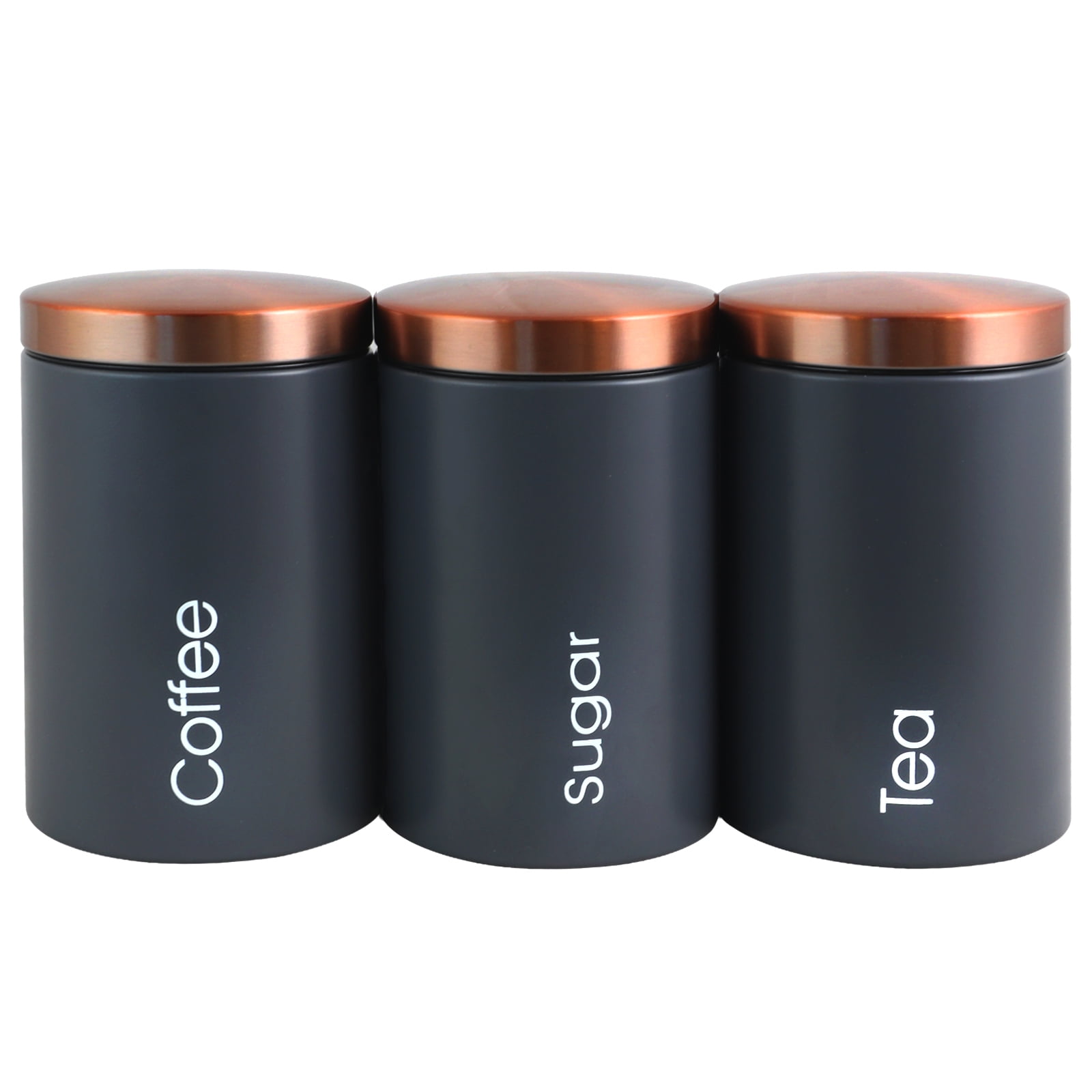 MegaChef Essential Kitchen Storage 3 Piece Sugar, Coffee and Tea Canister Set