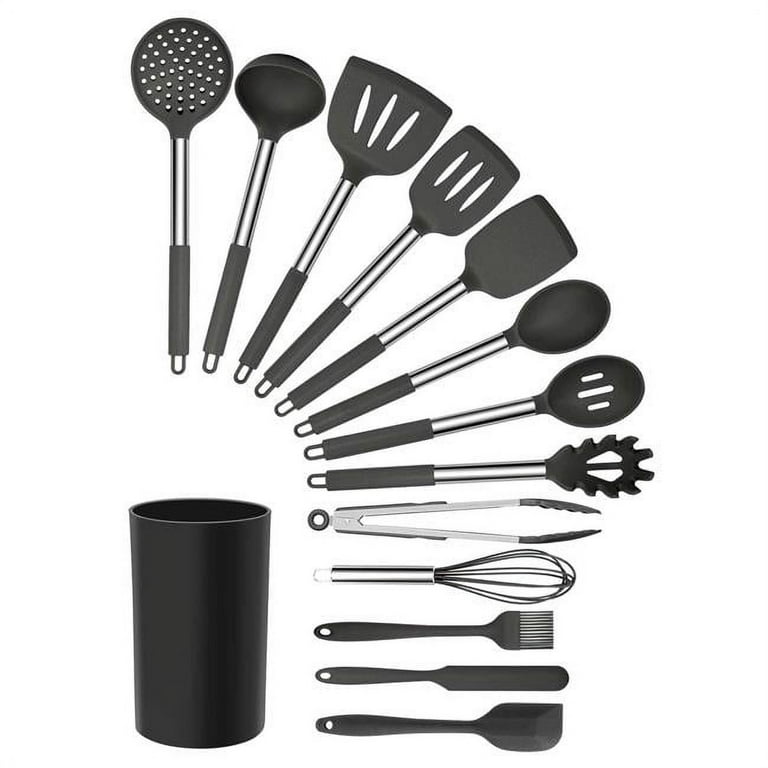 MegaChef Gray 14 Piece Silicone and Stainless Steel Cooking