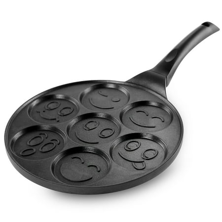 MegaChef Happy Face Emoji 10.5 inch Aluminum Nonstick Pancake Maker Pan with Cool Touch Handle