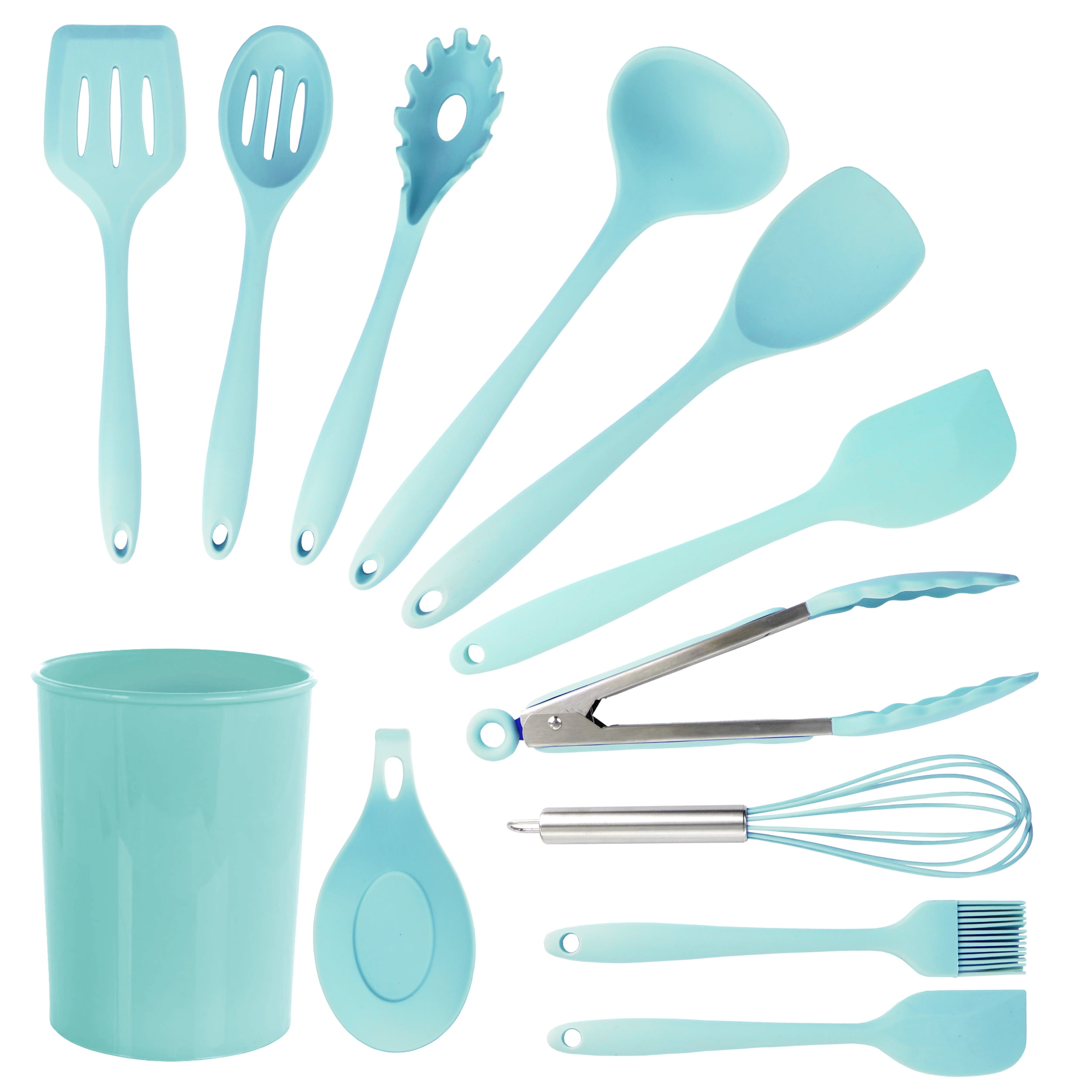 Rorence Silicone Cooking Utensil Kitchen Utensil Set 12 Pieces-  Blue/Pink/Green