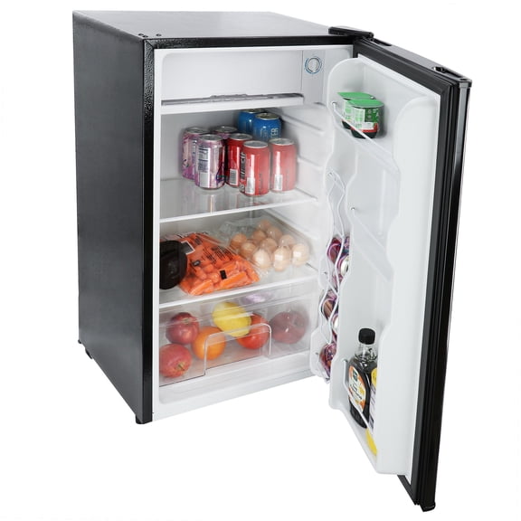 MegaChef Mini Refrigerator with Shelves, Stainless Steel Black, 43.8 lb