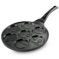 thumbnail image 1 of MegaChef Pancake Griddle Happy Face Emoji 10.5 Inch Aluminum Nonstick Pancake Maker Pan with Cool Touch Handle, 1 of 9