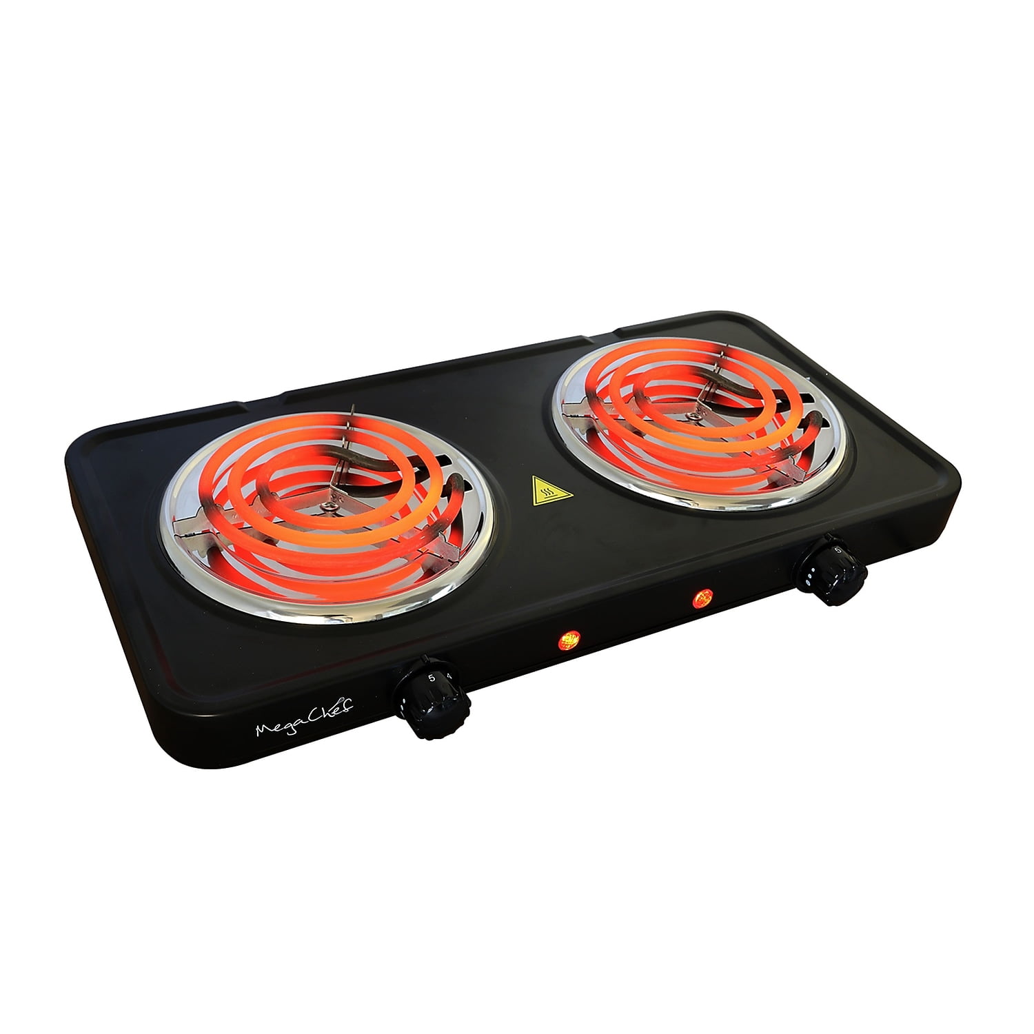 Portable Matte Black Dual Coil Electric Cooktop with 2 Burners