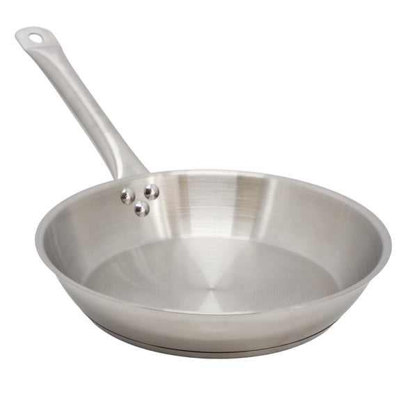 MegaChef Professional Kitchen 11 Inch Round Stainless Steel Fry Pan in Silver