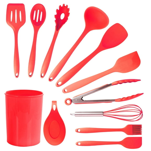 MegaChef Red 12 Piece Silicone Cooking Utensils