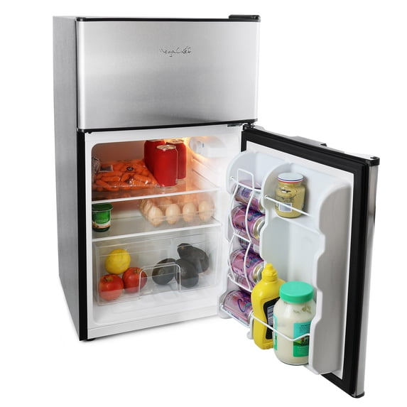 MegaChef Reversible Door Swing Refrigerators, Stainless Steel, 3.2 cu ft