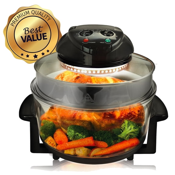 MegaChef Rotisserie 14.25 Inch Halogen Oven Air Fryer/Roaster in Black